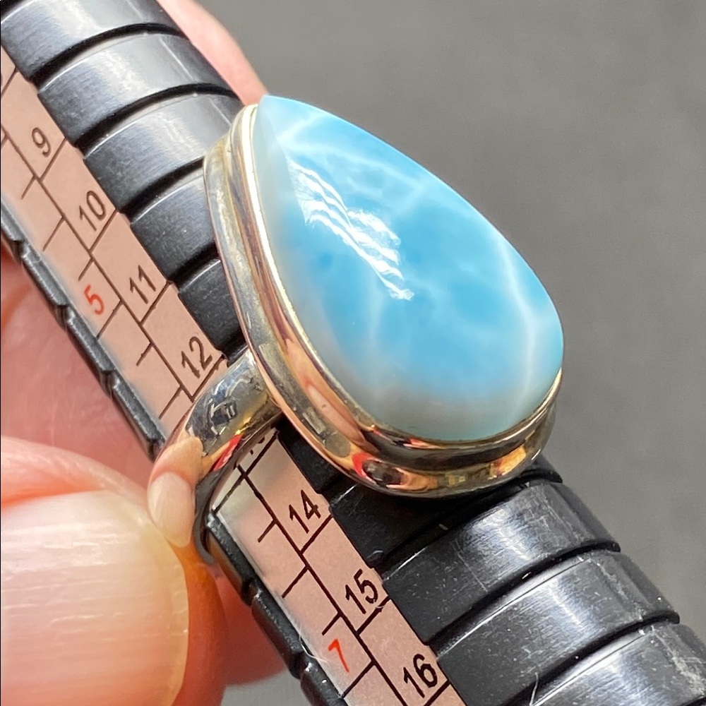 Larimar Ring Size 6 in Solid Sterling Silver 925 - Picture 9 of 9